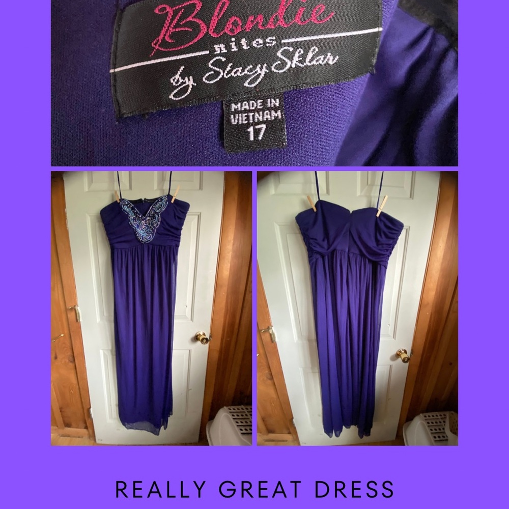 Blondie Nites Purple Strapless Ruched Gown